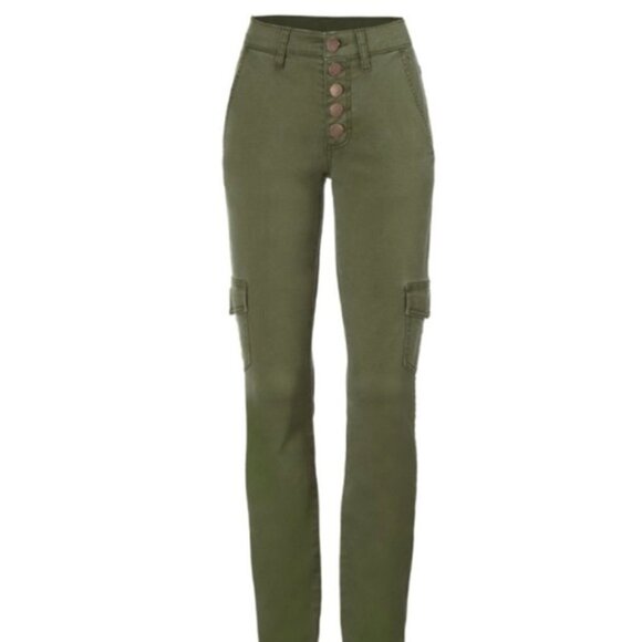 CABI Button Fly Cargo Pants Army Green Sz 6 #5872 EUC - Picture 1 of 7